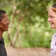 Study co-author Vanessa Hayes speaks to a member of the Khoisan.